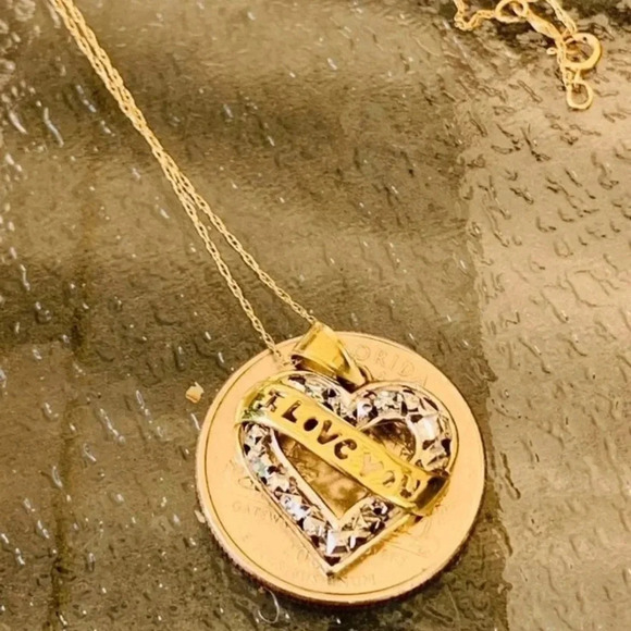 10k Gold Love You Heart Necklace - Picture 6 of 6